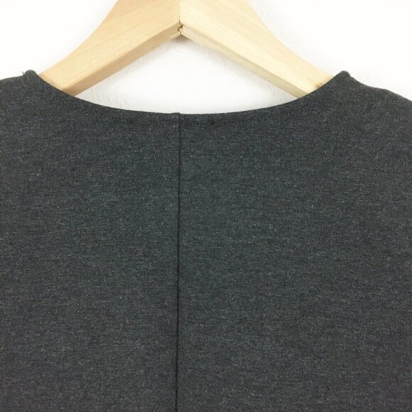 J. Crew Top Womens XS Gray Peplum Structured Flutter Hem Short Sleeve Classic - Picture 5 of 8